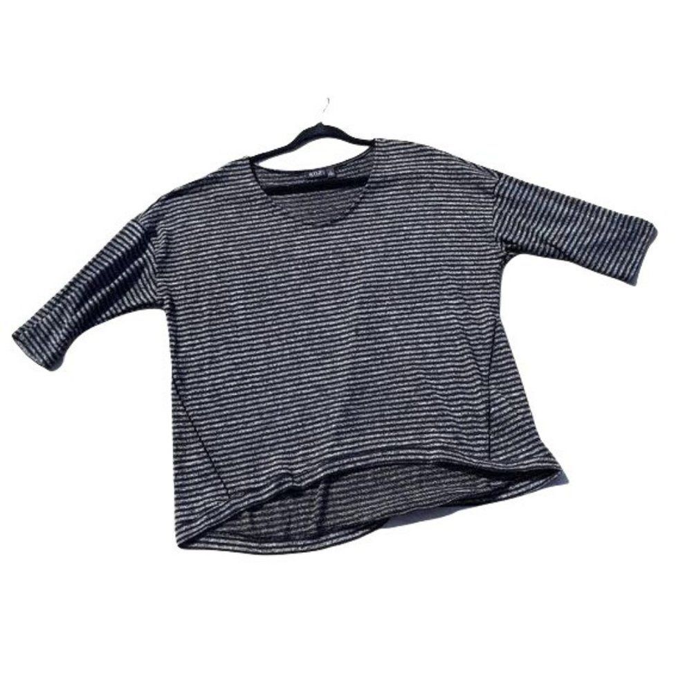 a.n.a Casual Lightweight Knit Scoop Neck Tunic Top‎ Striped Gray Black Sz 1X
